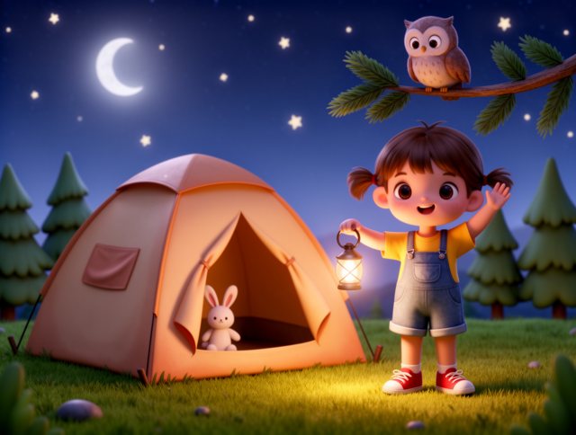 Zeltszene im Stil 3D-Animation